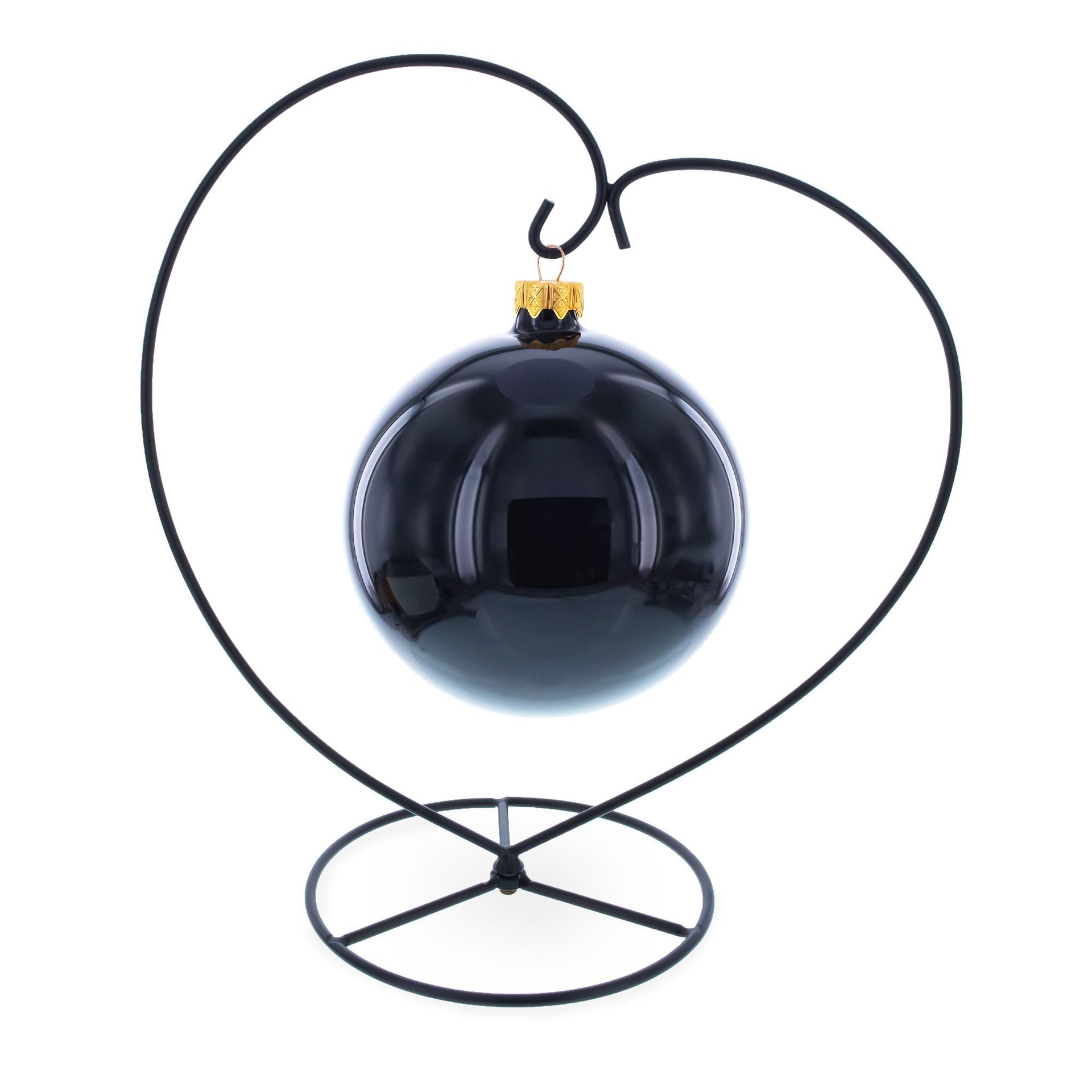 Heart-Shaped Hanging Photo Picture Frame and Black Metal Ornament Stand 9.75 Inches