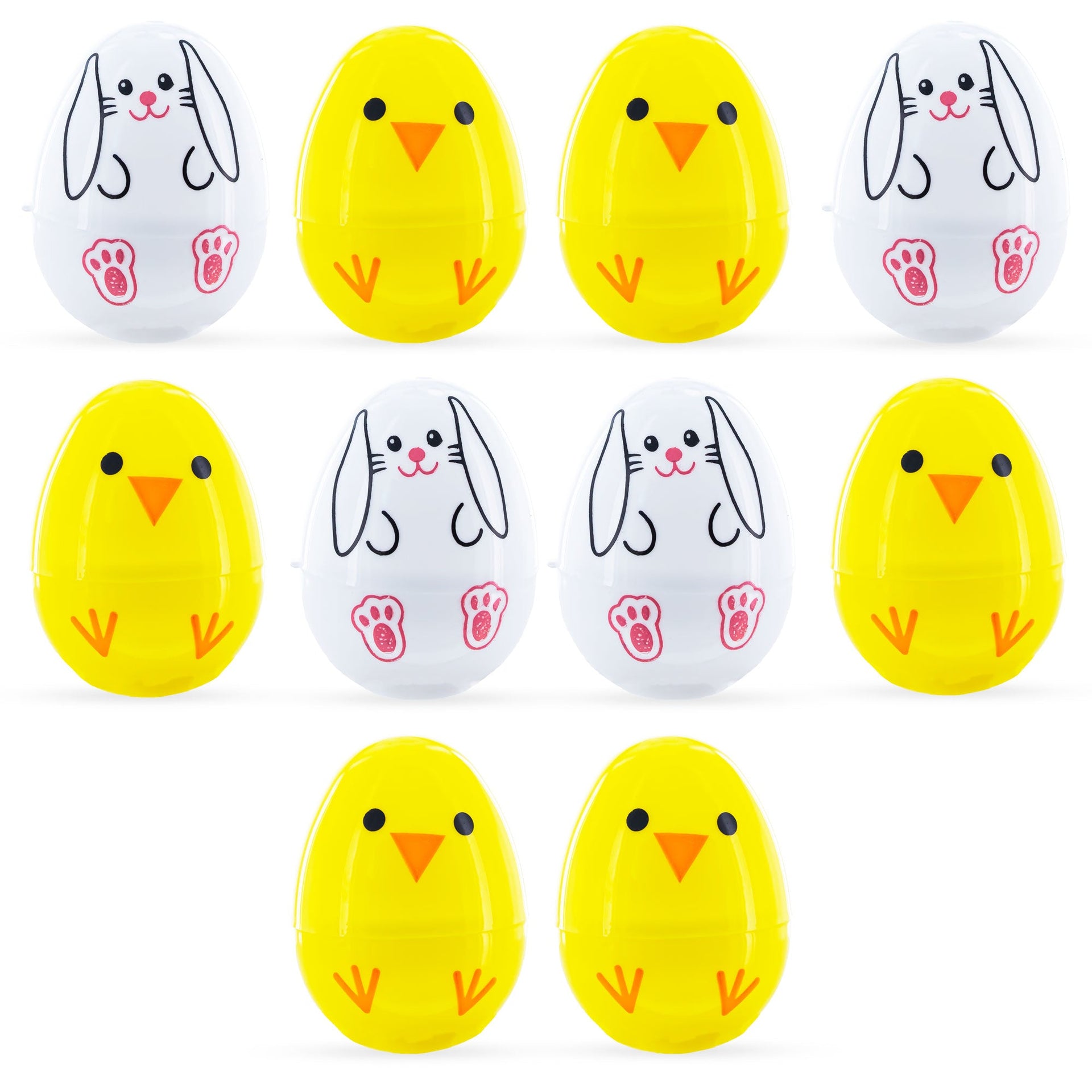 10 Playful Bunny & Chick Plastic Easter Egg 2.25 Inches