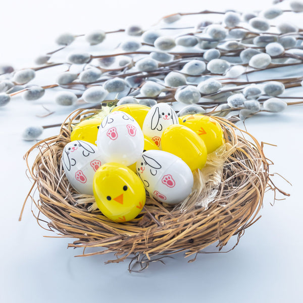 10 Playful Bunny & Chick Plastic Easter Egg 2.25 Inches