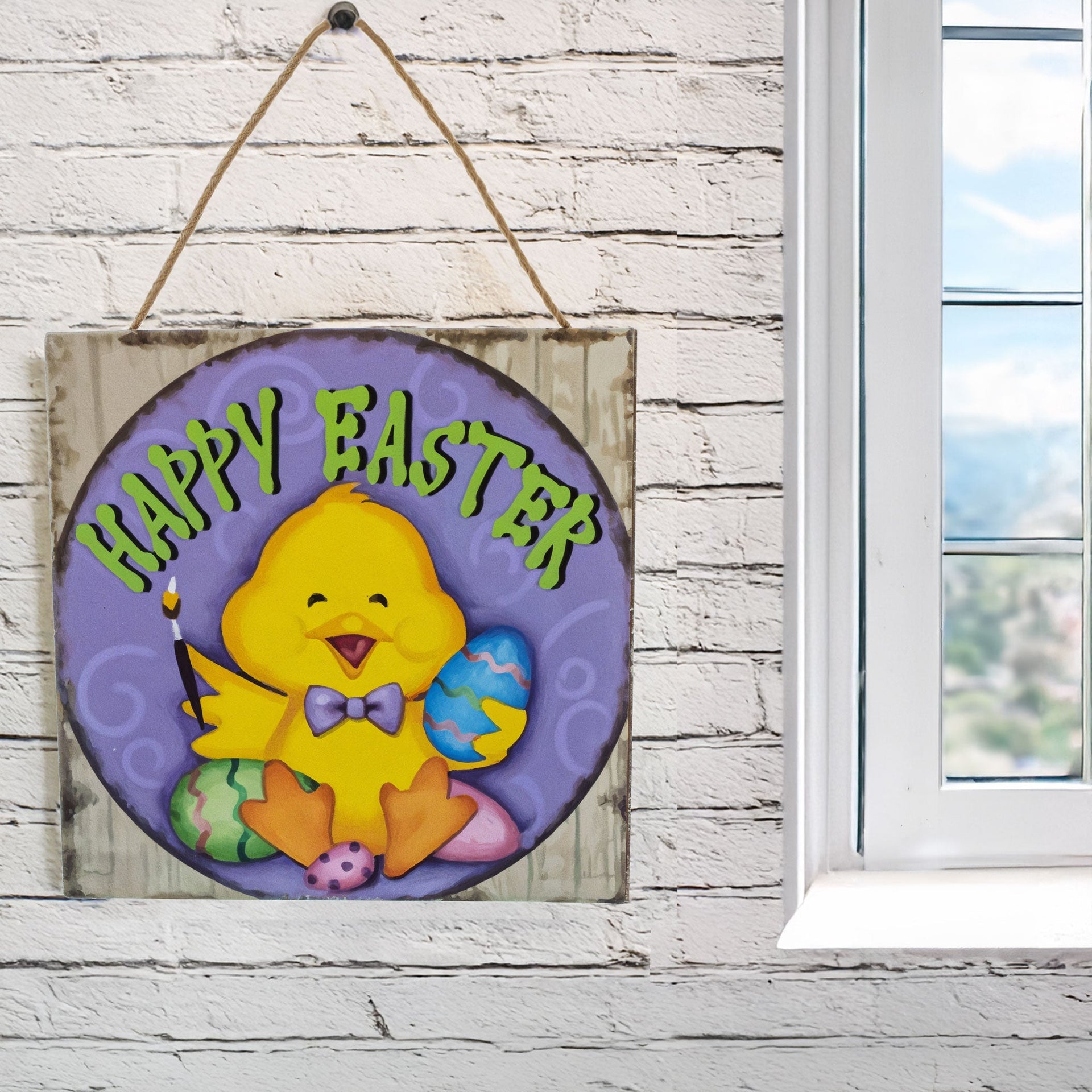 Happy Chick Decorating Easter Egg Plaque Decorative Wall Sign