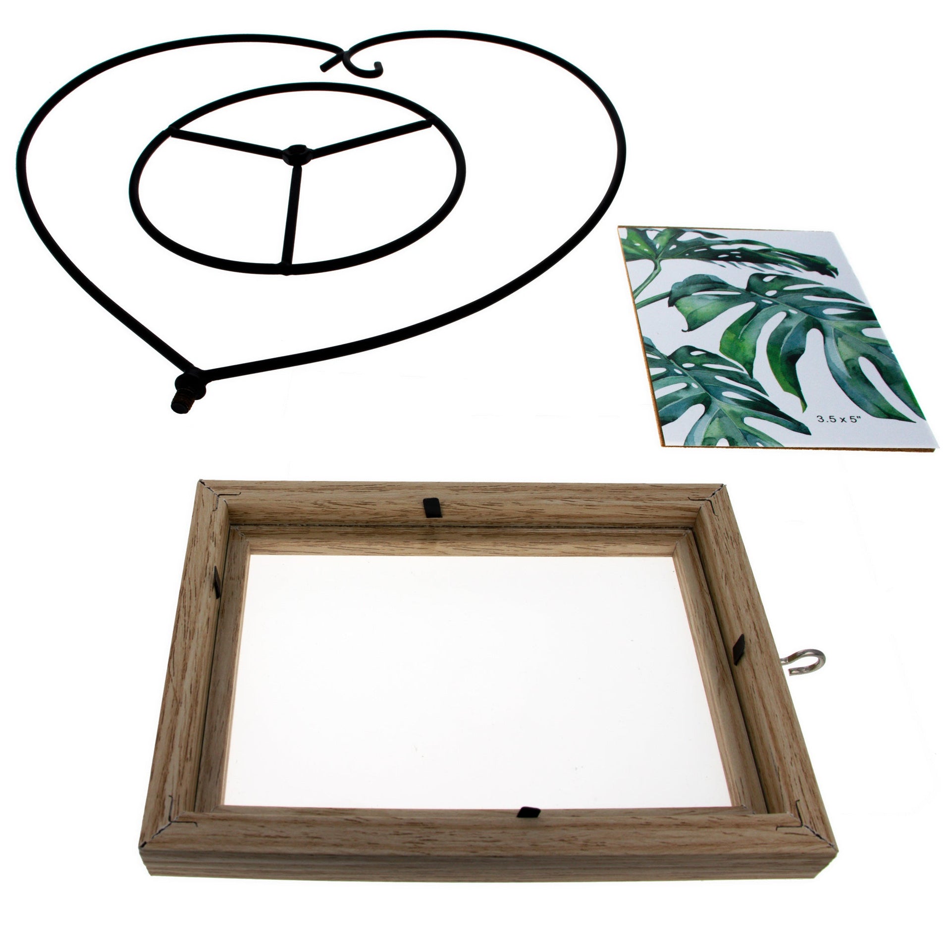 Heart-Shaped Hanging Photo Picture Frame and Black Metal Ornament Stand 9.75 Inches