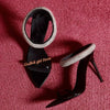 Top Quality Crystal Strap Stiletto Sandals Sexy Pointed Toe Black Patend Leather Slip On Fashion   Summer New Arrivals Shoes