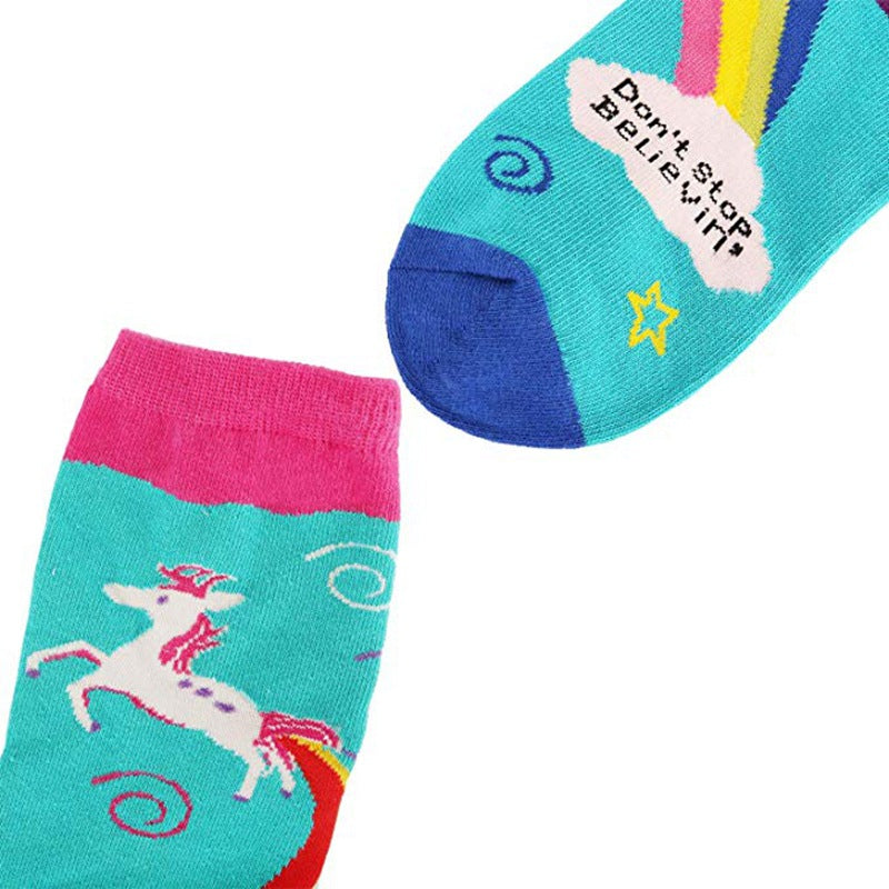 Unicorn Rainbow Printing Autumn And Winter Leisure In The Tube Sports Holiday Gift Socks