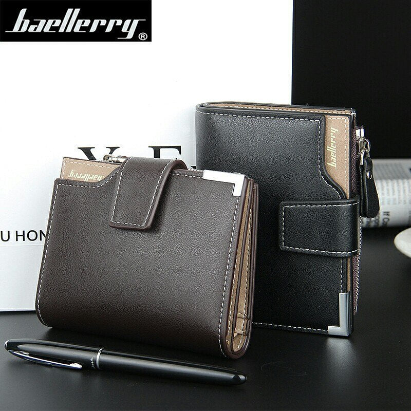 Wallet Baellerry brand Short men Wallets PU Leather male Purse Card Holder Wallet Fashion man Zipper Wallet men Coin bag