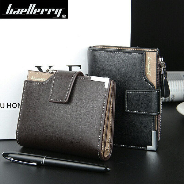 Wallet Baellerry brand Short men Wallets PU Leather male Purse Card Holder Wallet Fashion man Zipper Wallet men Coin bag