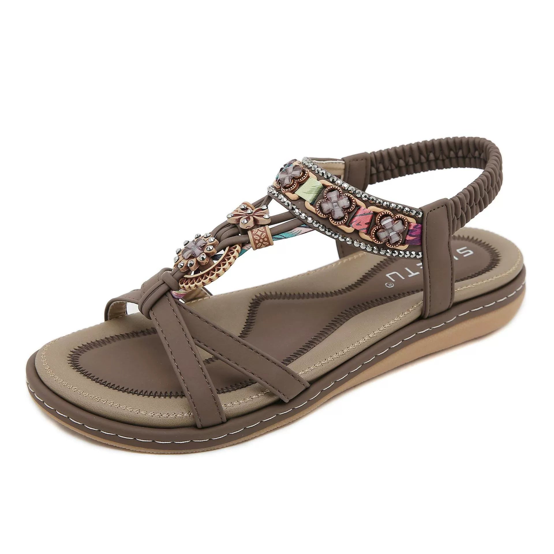 Water Diamond Flower Casual Fashion Versatile Flat Sandals for Women