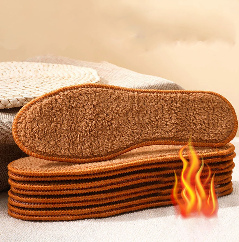 Winter men's and women's alpaca insoles winter plus velvet thick warm cotton insoles snow boots sports insoles