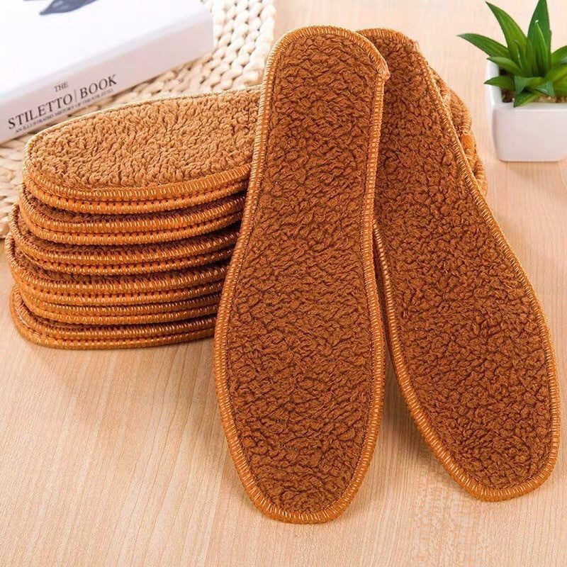 Winter men's and women's alpaca insoles winter plus velvet thick warm cotton insoles snow boots sports insoles