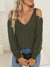 Women's autumn and winter deep V sexy off shoulder loose pullover sweater top for women