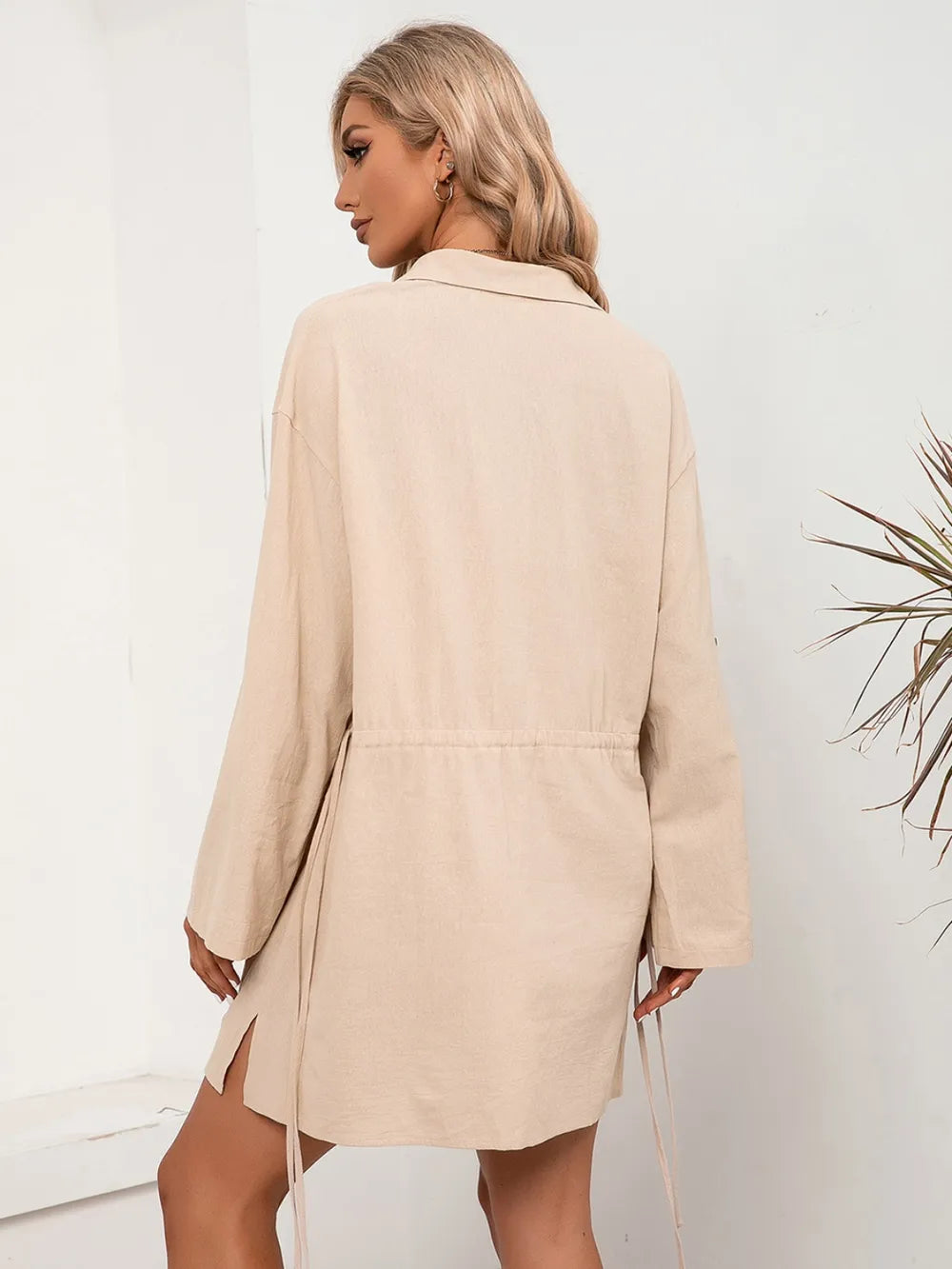 Women's casual loose mid length shirt dress