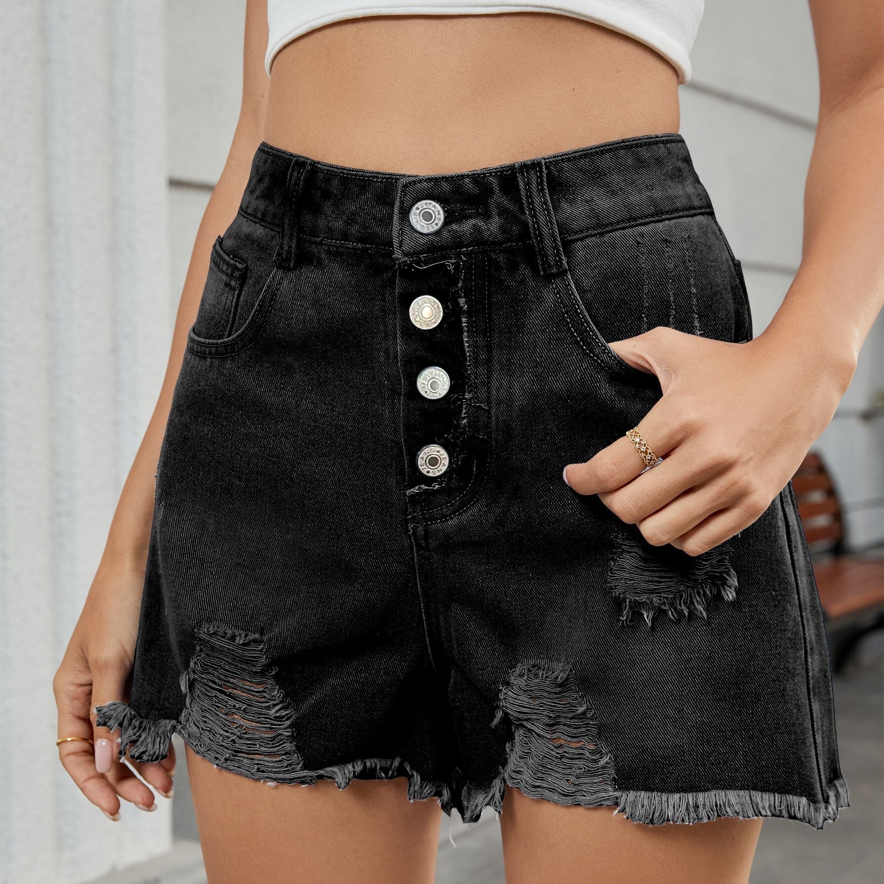 Women's denim ripped shorts hot pants