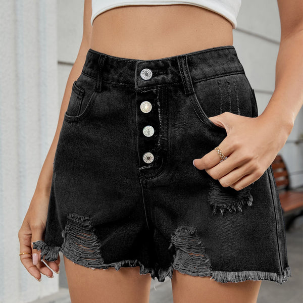 Women's denim ripped shorts hot pants