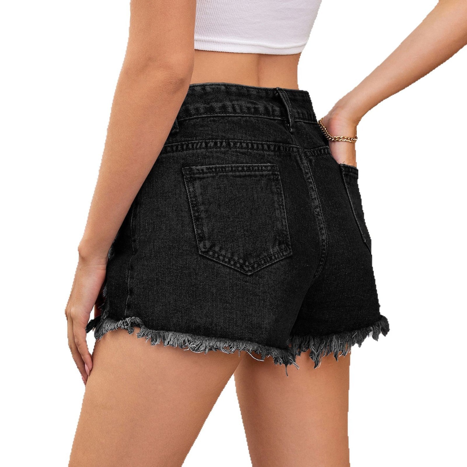 Women's ripped denim shorts and hot pants