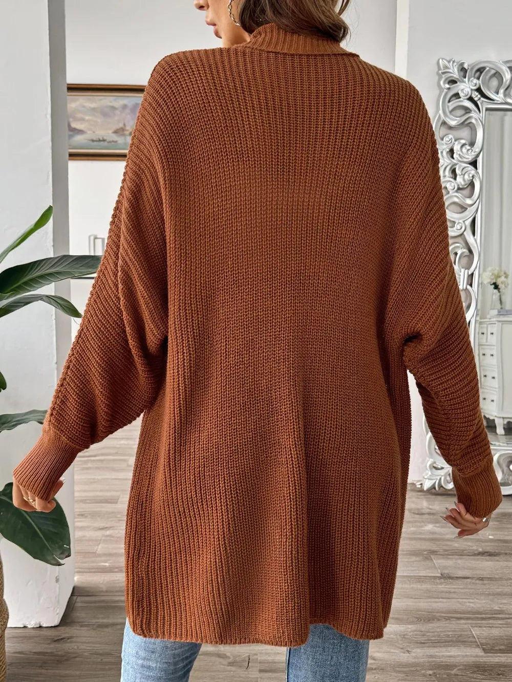 Women's simple and fashionable loose sweater cardigan