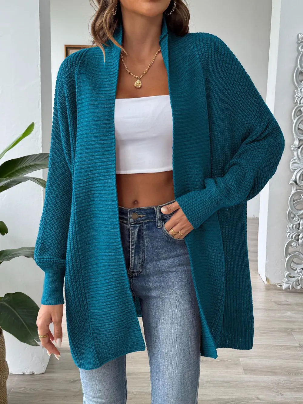 Women's simple and fashionable loose sweater cardigan