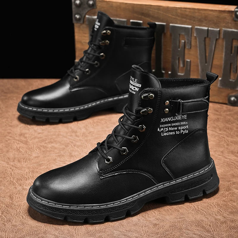 Workwear Martin boots men's spring and autumn new high top British style big yellow boots outdoor high top casual leather boots men