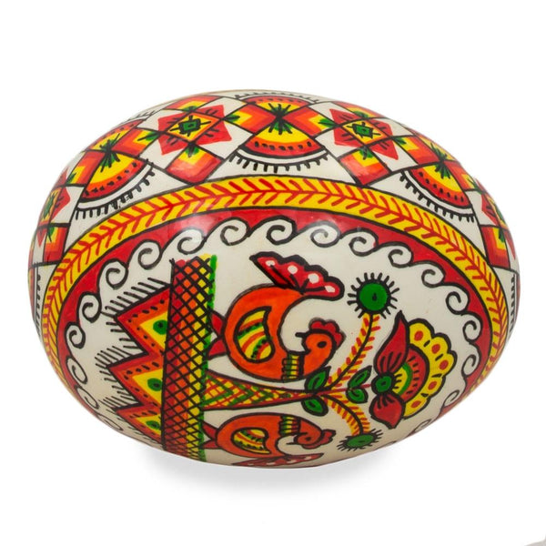 Hen Ukrainian Wooden Easter Egg Pysanka on a Stand 3.75 Inches