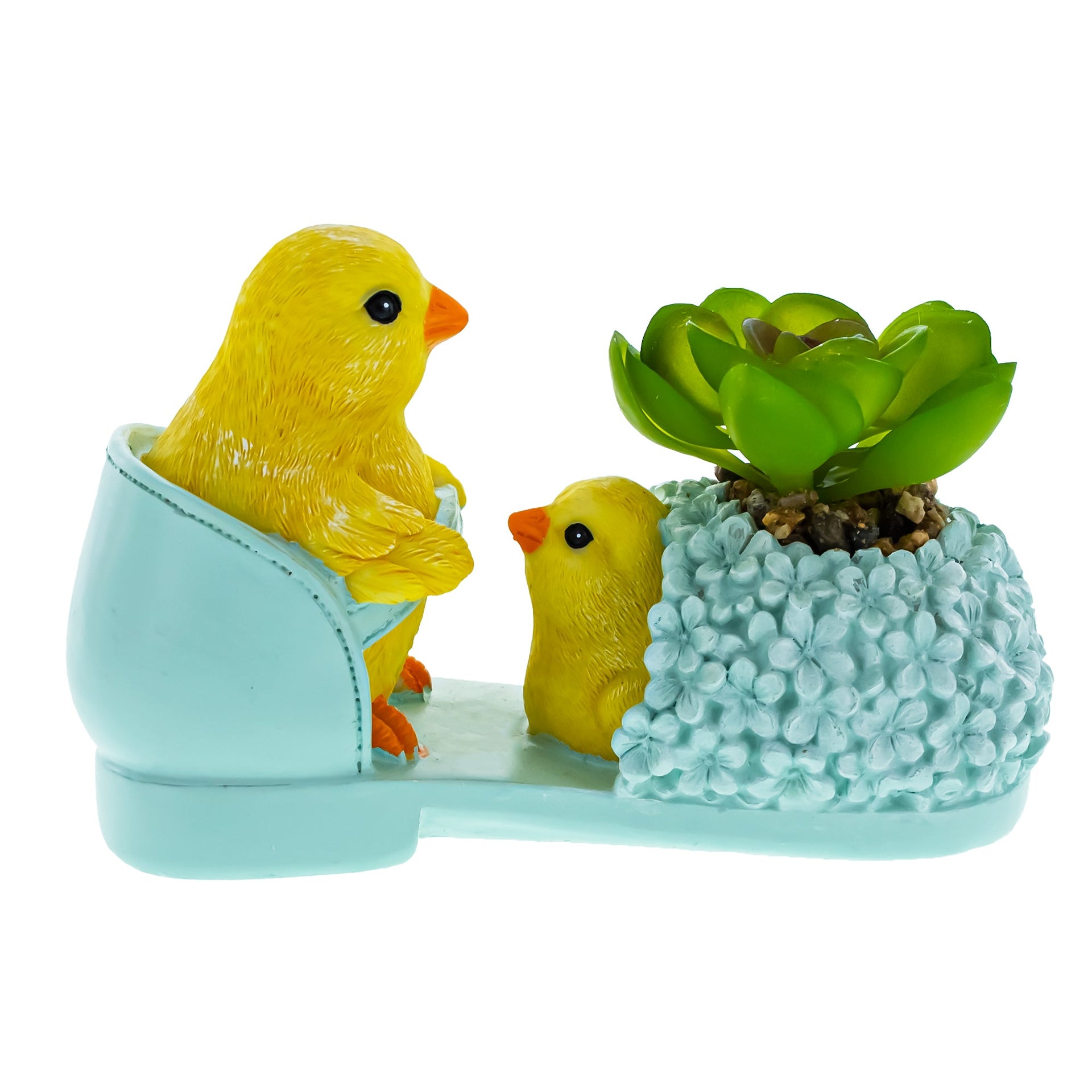 Easter Chick Planter – Decorative Shoe-Shaped Succulent Pot with Floral Accents