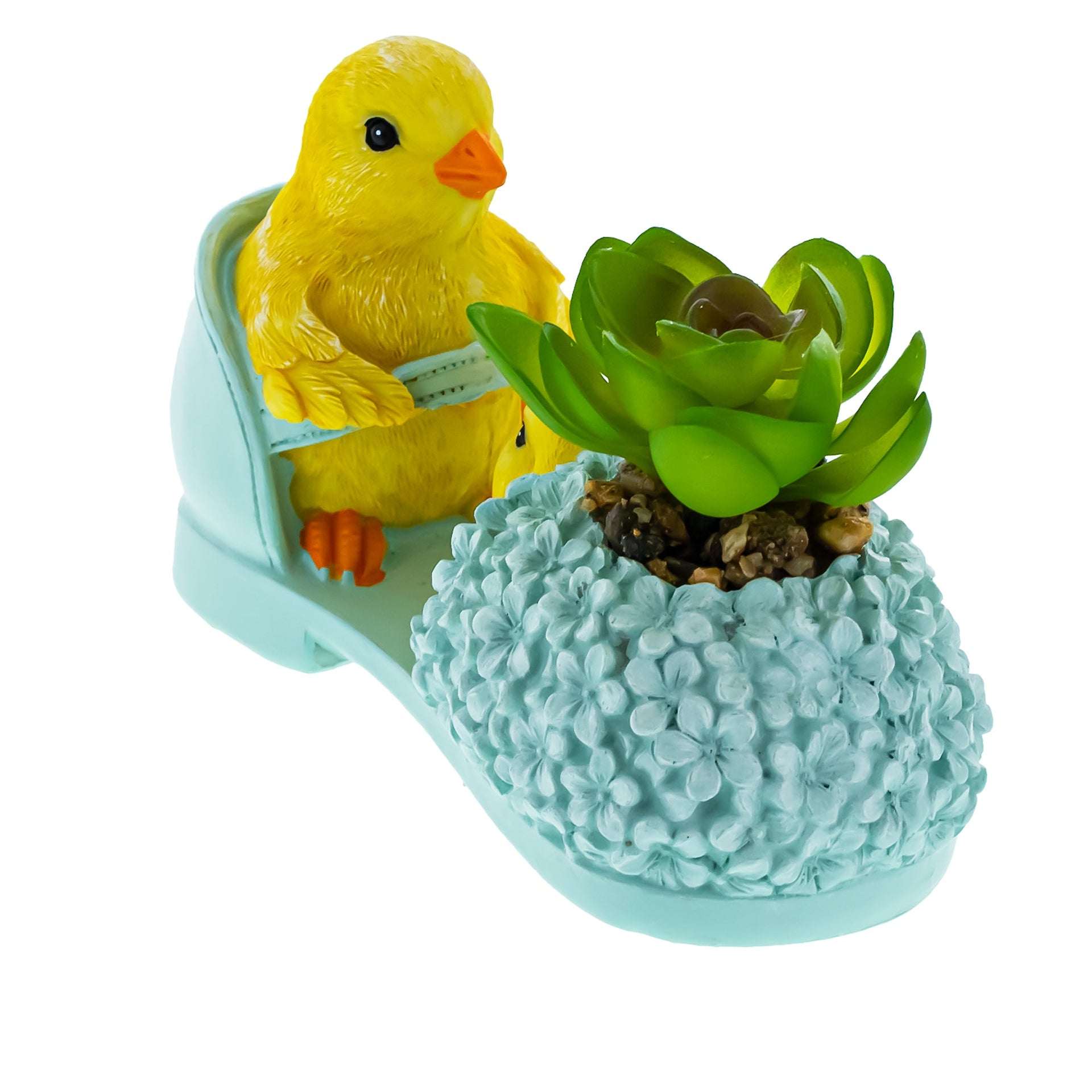 Easter Chick Planter – Decorative Shoe-Shaped Succulent Pot with Floral Accents